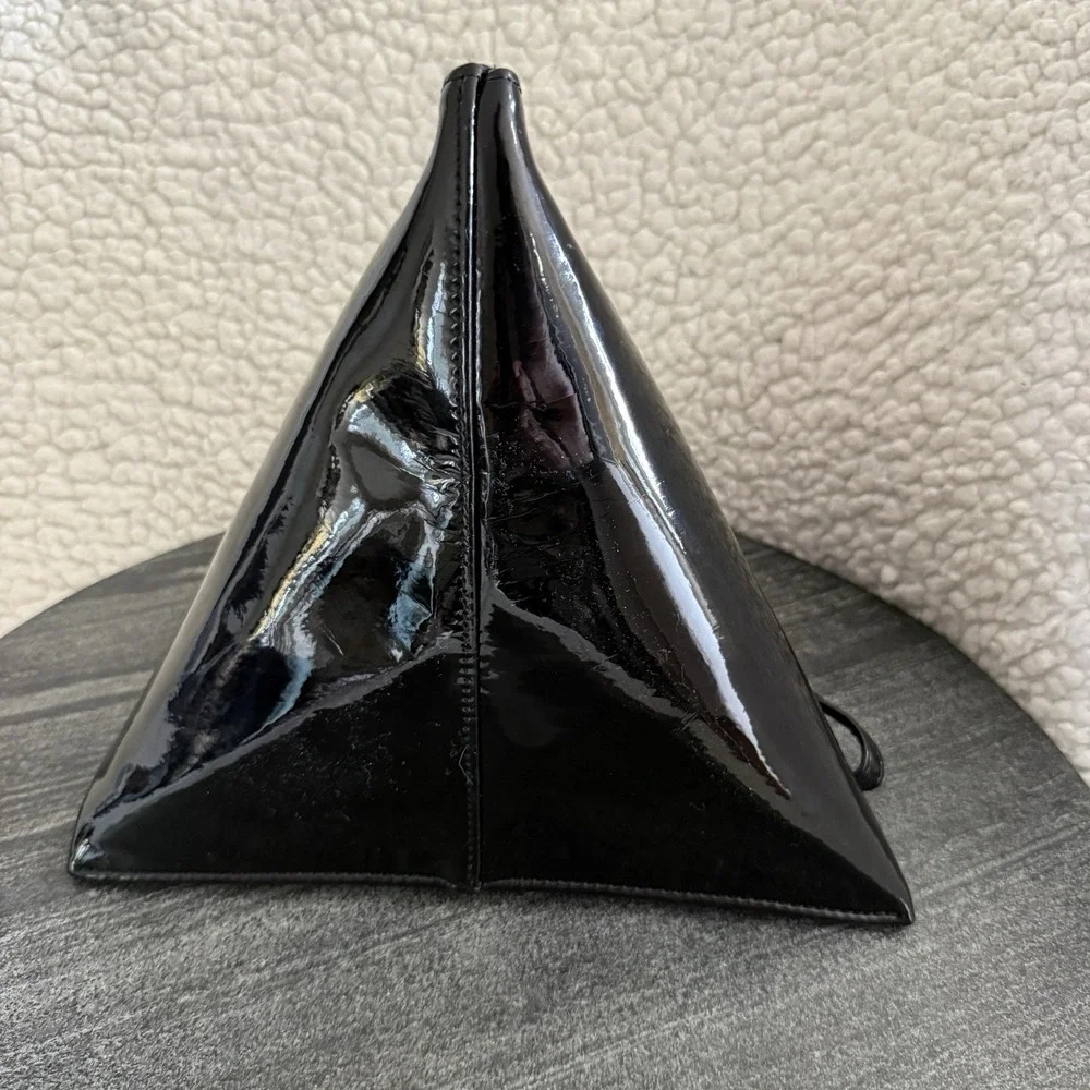 JUNYA WATANABE COMME des GARCON Pyramid Triangle Black Patent Leather Clutch Bag